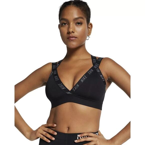 Nike Dri-Fit Women Indy Logo Strap Sports Bra XS Black Breathable Stretch Active - Picture 9 of 9